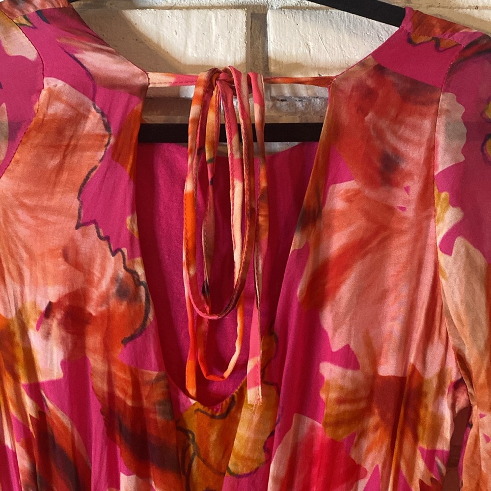 Lara G silk blend floral ruffle maxi dress MADE IN ITALY - Picture 6 of 11